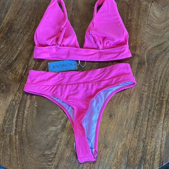 Yonique Two Piece High Waisted Thong Bikini Set Small - Picture 7 of 8